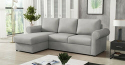 Burt Grey Corner Sofa Bed – Light Grey - Reversible