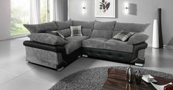 Helia Grey Corner Sofa – Light Grey & Black - Left Hand