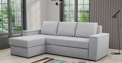 Opel Grey Corner Sofa Bed – Light Grey - Reversible