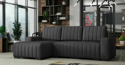 Bryony Grey Corner Sofa Bed  – Dark Grey - Left Hand