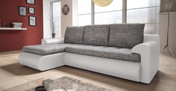 Titos Grey Corner Sofa Bed – Grey & White - Left Hand