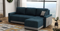 Mica Grey Corner Sofa Bed – Light Grey & Dark Blue - Reversible