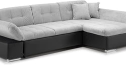 Elks Grey Corner Sofa Bed – Grey & Black - Right Hand