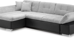 Elks Grey Corner Sofa Bed – Grey & Black - Left Hand