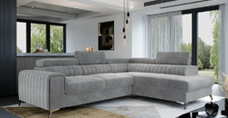 Lokie Grey Corner Sofa Bed – Light Grey