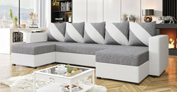 Kaya Grey Corner Sofa Bed – Grey & White - Reversible