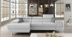 Berky Grey Corner Sofa – Light Grey - Left Hand