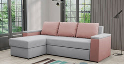 Opel Grey Corner Sofa Bed – Light Grey & Pink - Reversible