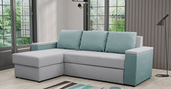 Opel Grey Corner Sofa Bed – Light Grey & Turquoise - Reversible